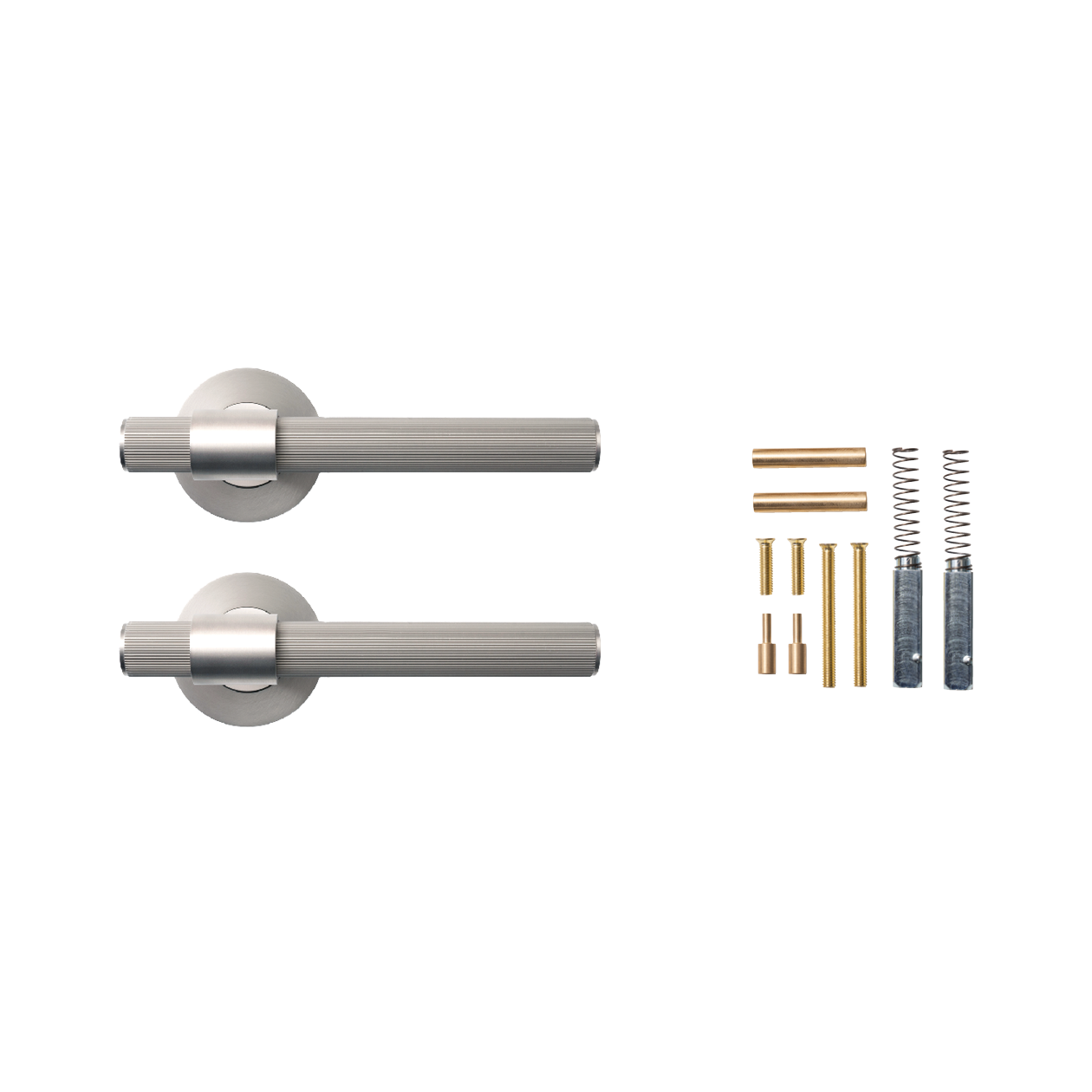 Momo Belgravia Solid Brass Lined Lever Handle Set In Dull Brushed Nickel (2)