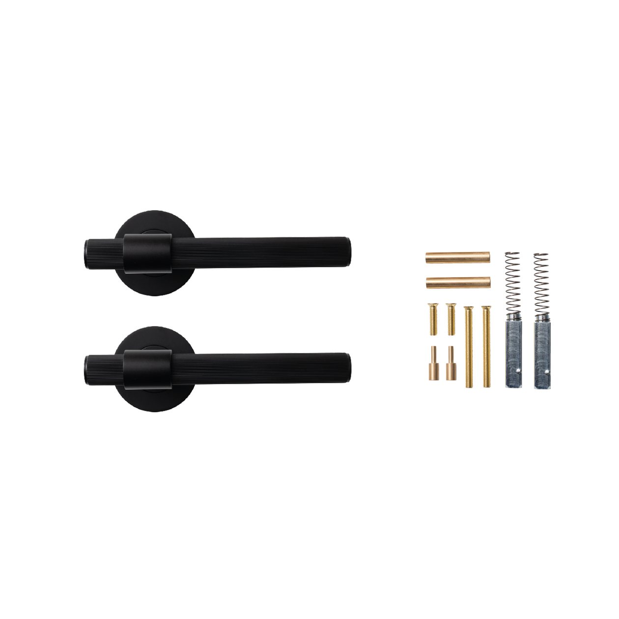 Momo Belgravia Solid Brass Lined Lever Handle Set In Matt Black (2)