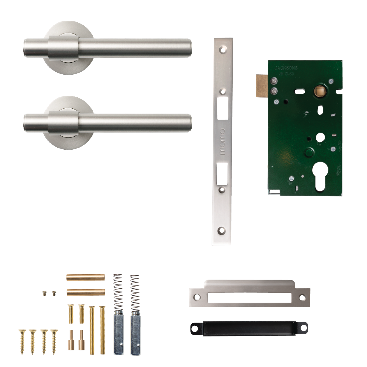 Momo Belgravia Plain Solid Brass Mortice Lock Passage Lever Set In Dull Brushed Nickel