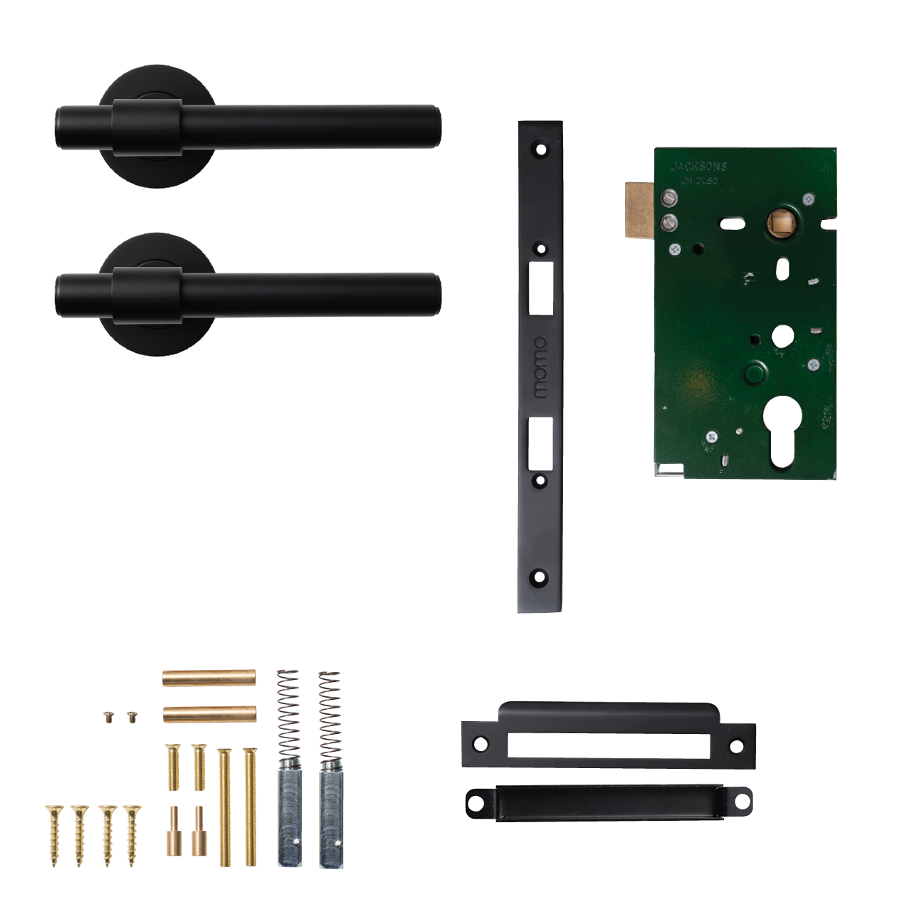 Momo Belgravia Plain Solid Brass Mortice Lock Passage Lever Set In Matt Black