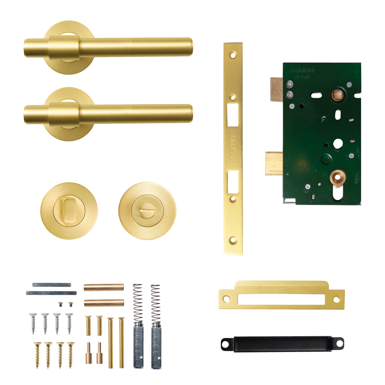 Momo Belgravia Plain Solid Brass Mortice Lock Privacy Lever Set In Brushed Satin Brass
