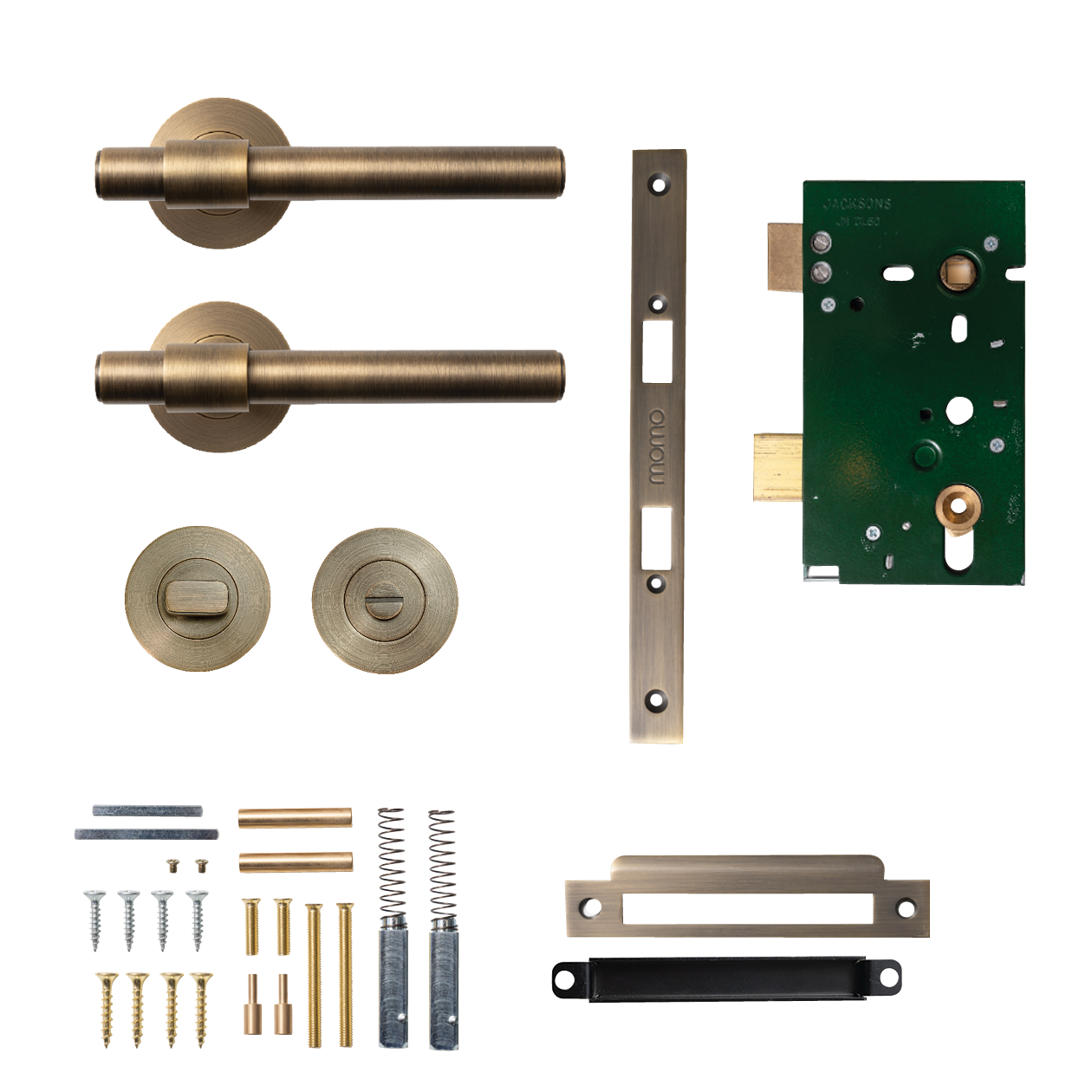 Momo Belgravia Plain Solid Brass Mortice Lock Privacy Lever Set In Dark Brushed Brass
