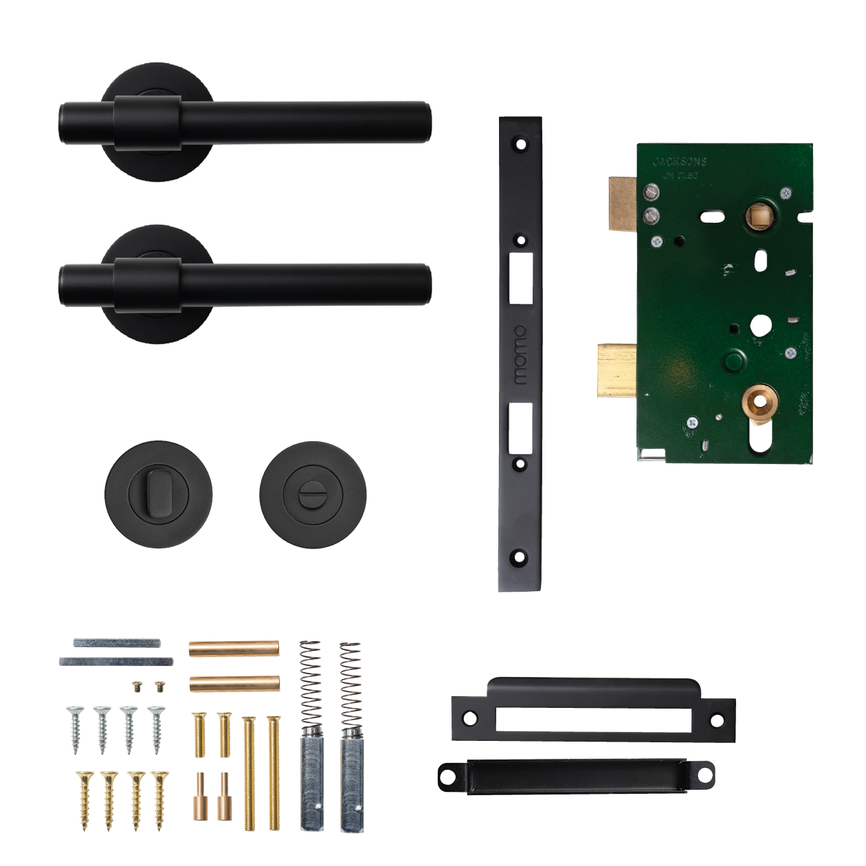 Momo Belgravia Plain Solid Brass Mortice Lock Privacy Lever Set In Matt Black