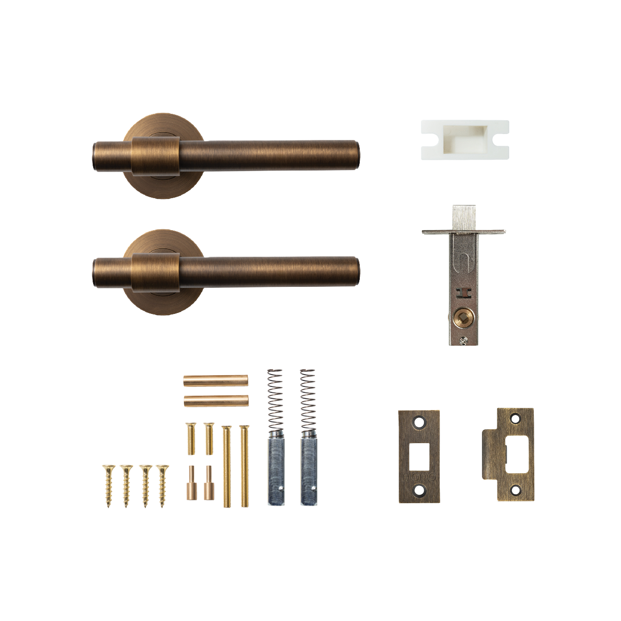 Momo Belgravia Plain Solid Brass Tubular Latch Passage Lever Set In Bronze