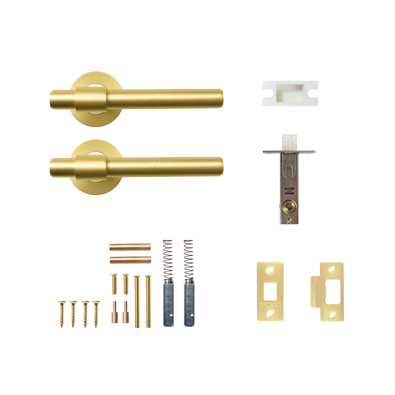 Momo Belgravia Plain Solid Brass Tubular Latch Passage Lever Set In Brushed Satin Brass