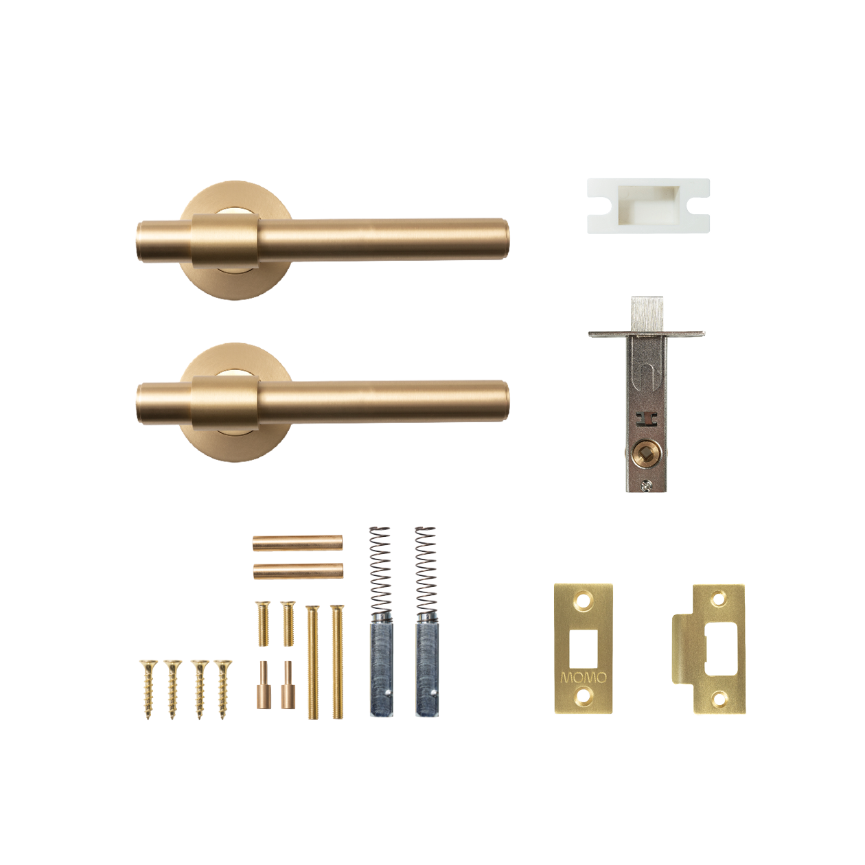 Momo Belgravia Plain Solid Brass Tubular Latch Passage Lever Set In Brushed Satin Brass