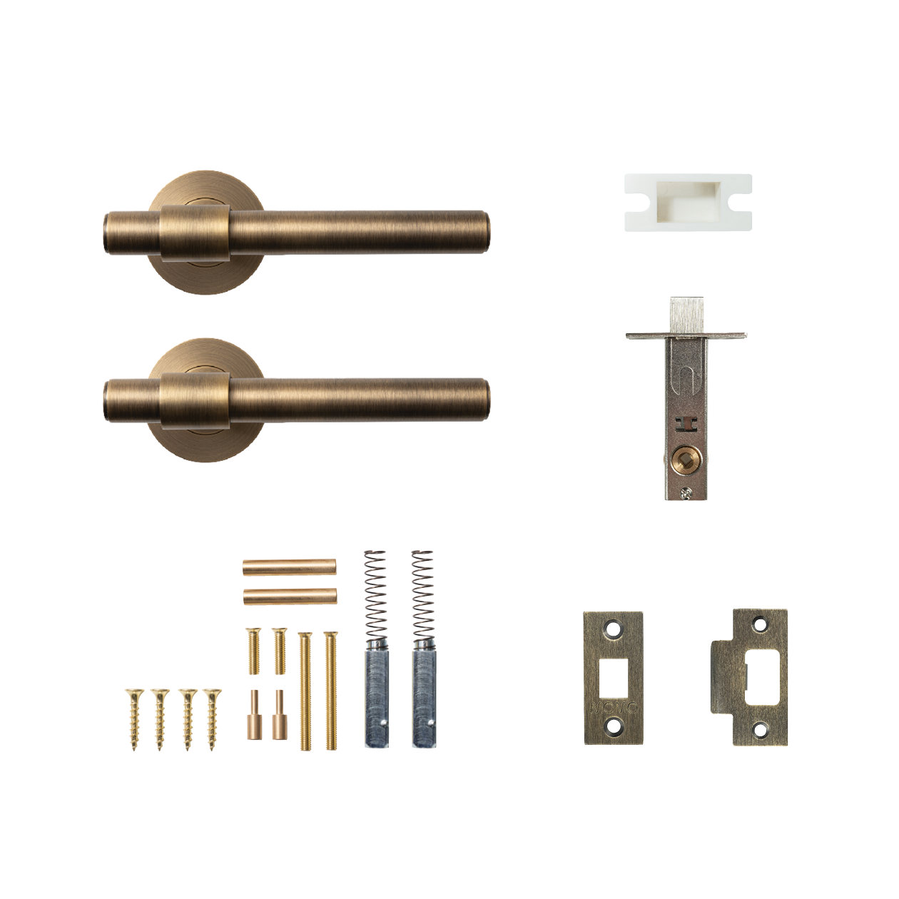 Momo Belgravia Plain Solid Brass Tubular Latch Passage Lever Set In Dark Brushed Brass