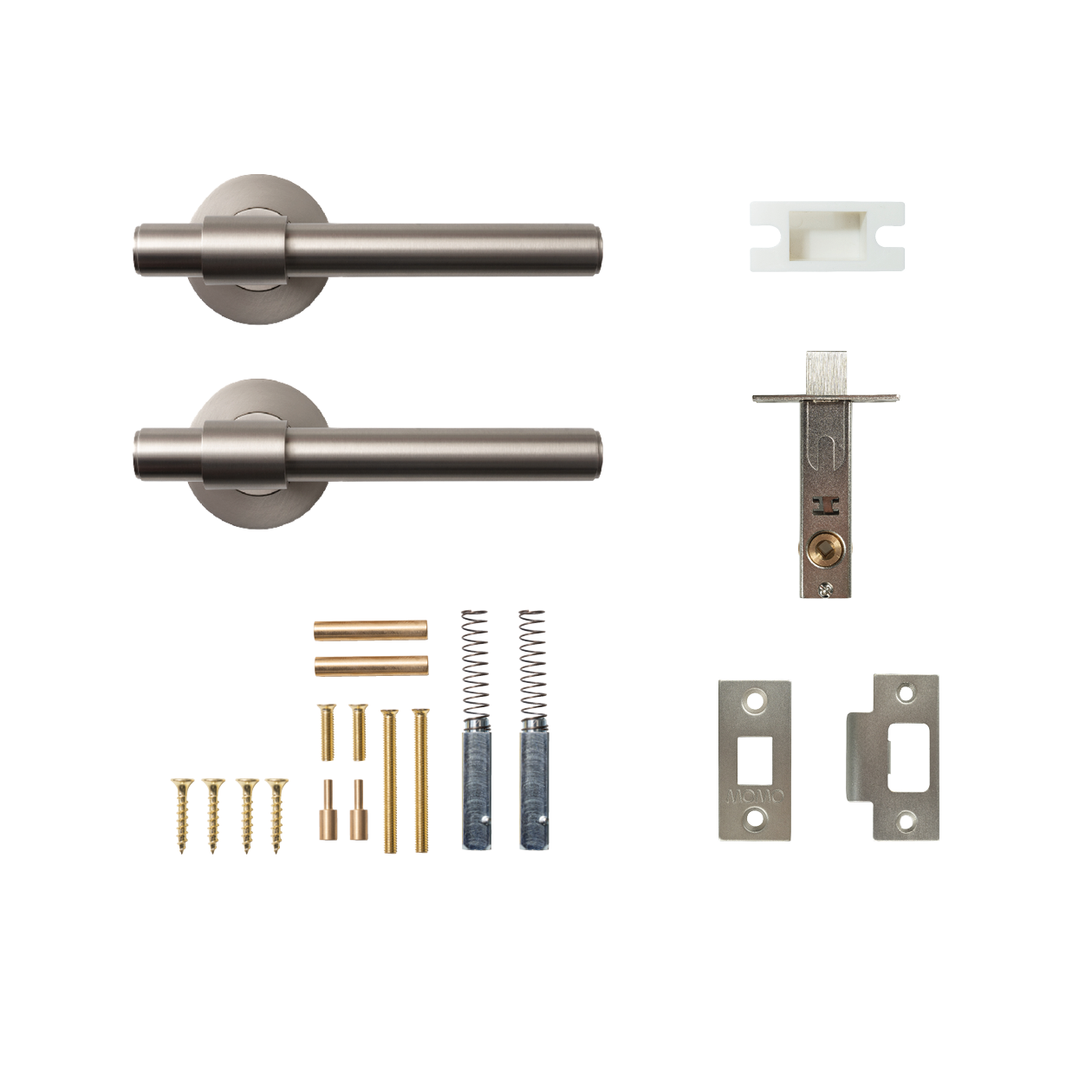 Momo Belgravia Plain Solid Brass Tubular Latch Passage Lever Set In Dull Brushed Nickel