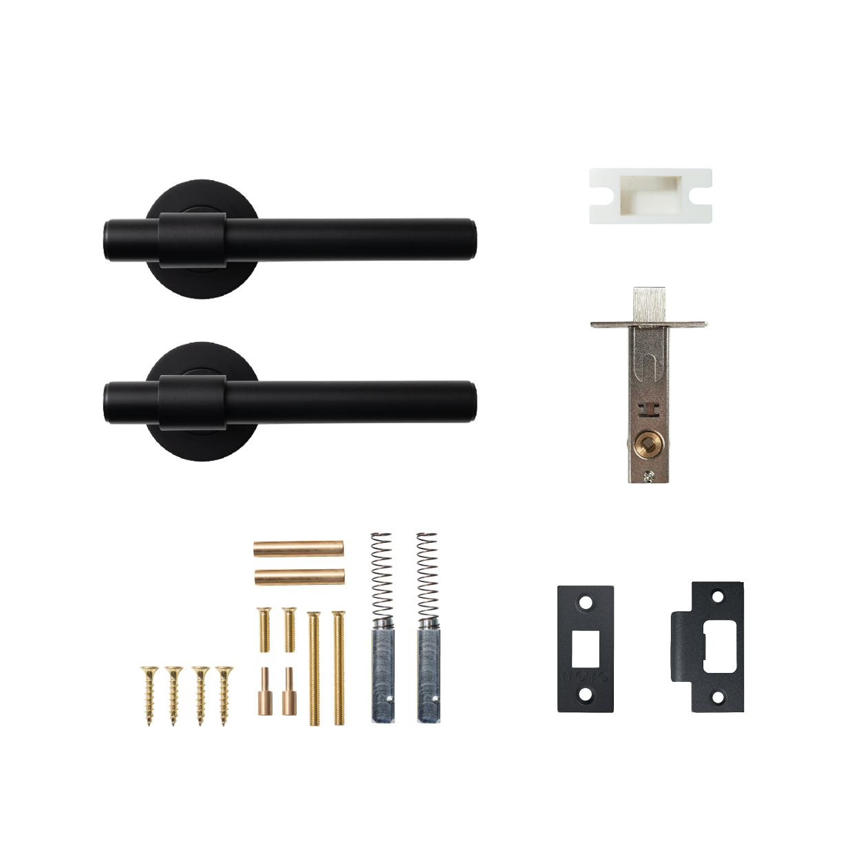 Momo Belgravia Plain Solid Brass Tubular Latch Passage Lever Set In Matt Black