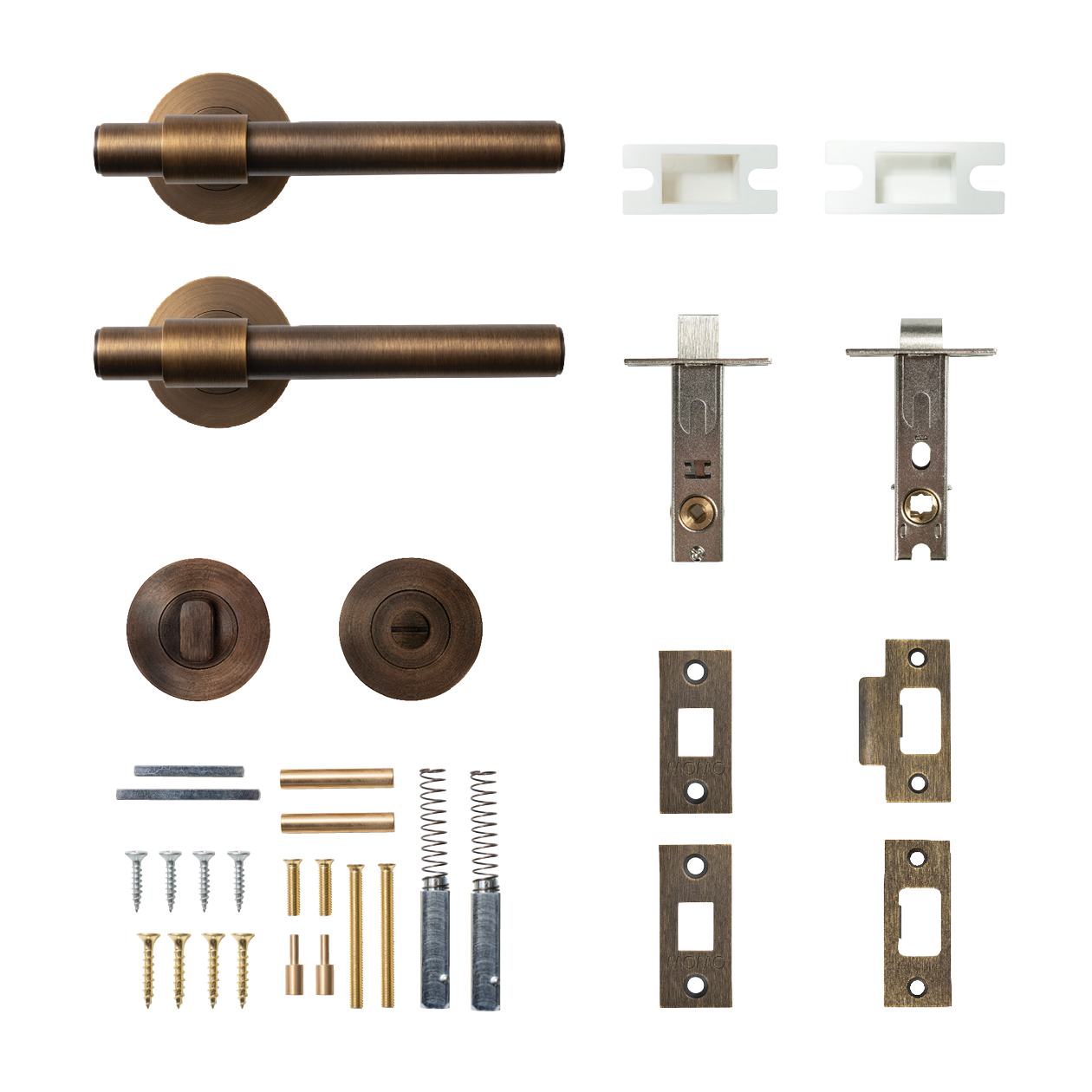 Momo Belgravia Plain Solid Brass Tubular Latch Privacy Lever Set In Bronze