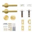 Momo Belgravia Plain Solid Brass Tubular Latch Privacy Lever Set In Brushed Satin Brass