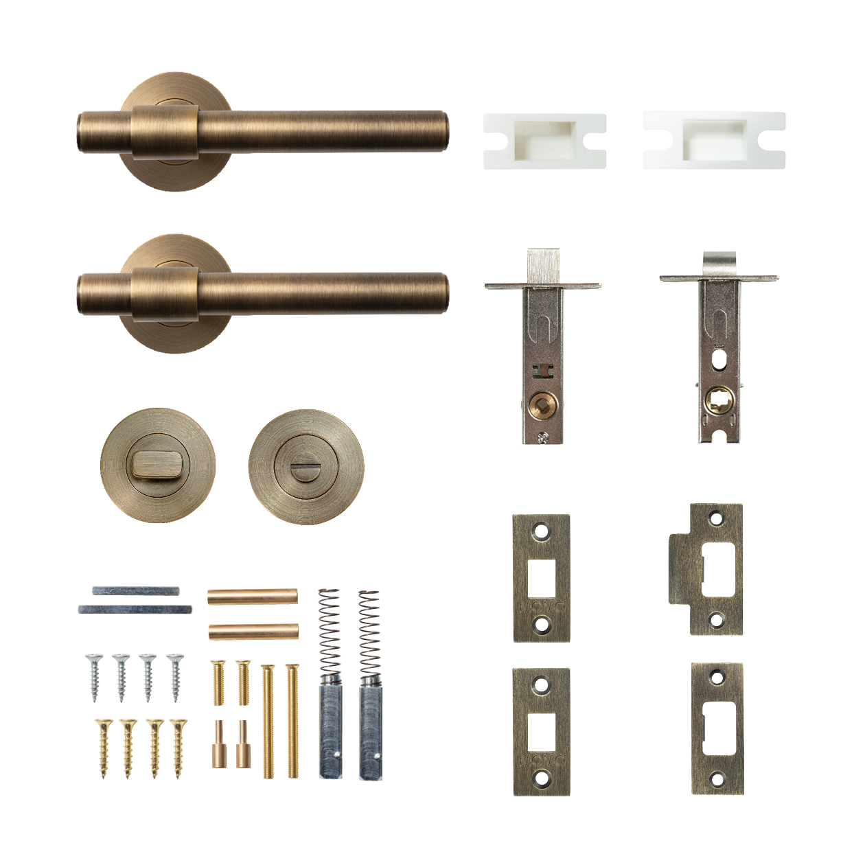 Momo Belgravia Plain Solid Brass Tubular Latch Privacy Lever Set In Dark Brushed Brass