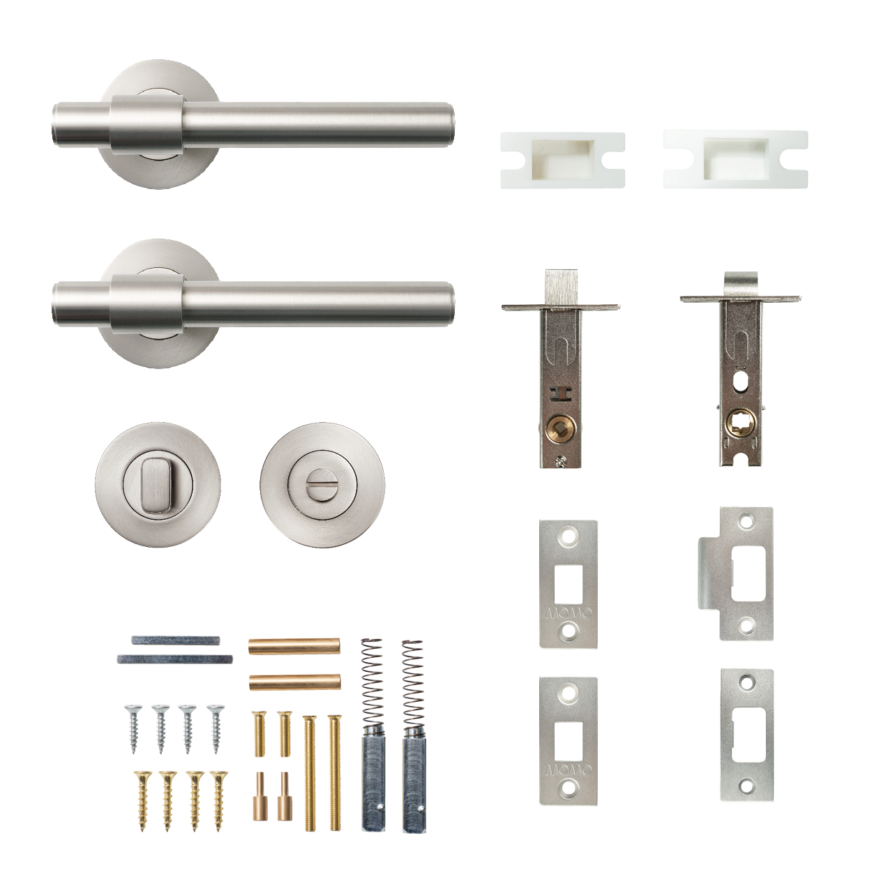 Momo Belgravia Plain Solid Brass Tubular Latch Privacy Lever Set In Dull Brushed Nickel