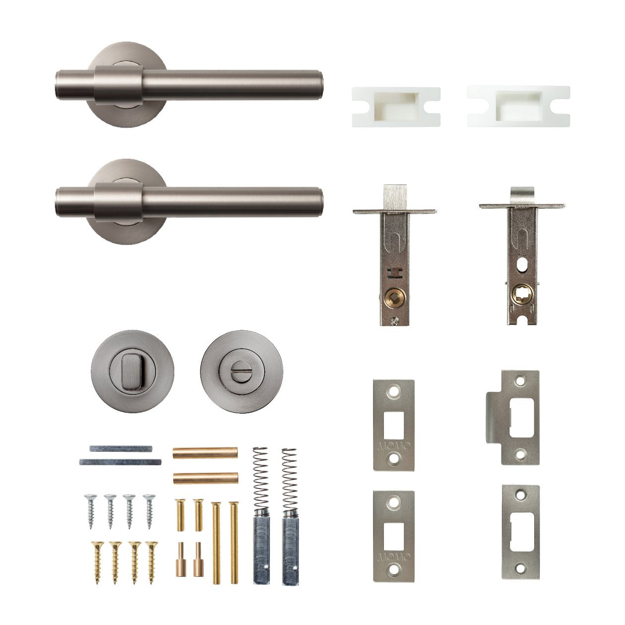 Momo Belgravia Plain Solid Brass Tubular Latch Privacy Lever Set In Dull Brushed Nickel