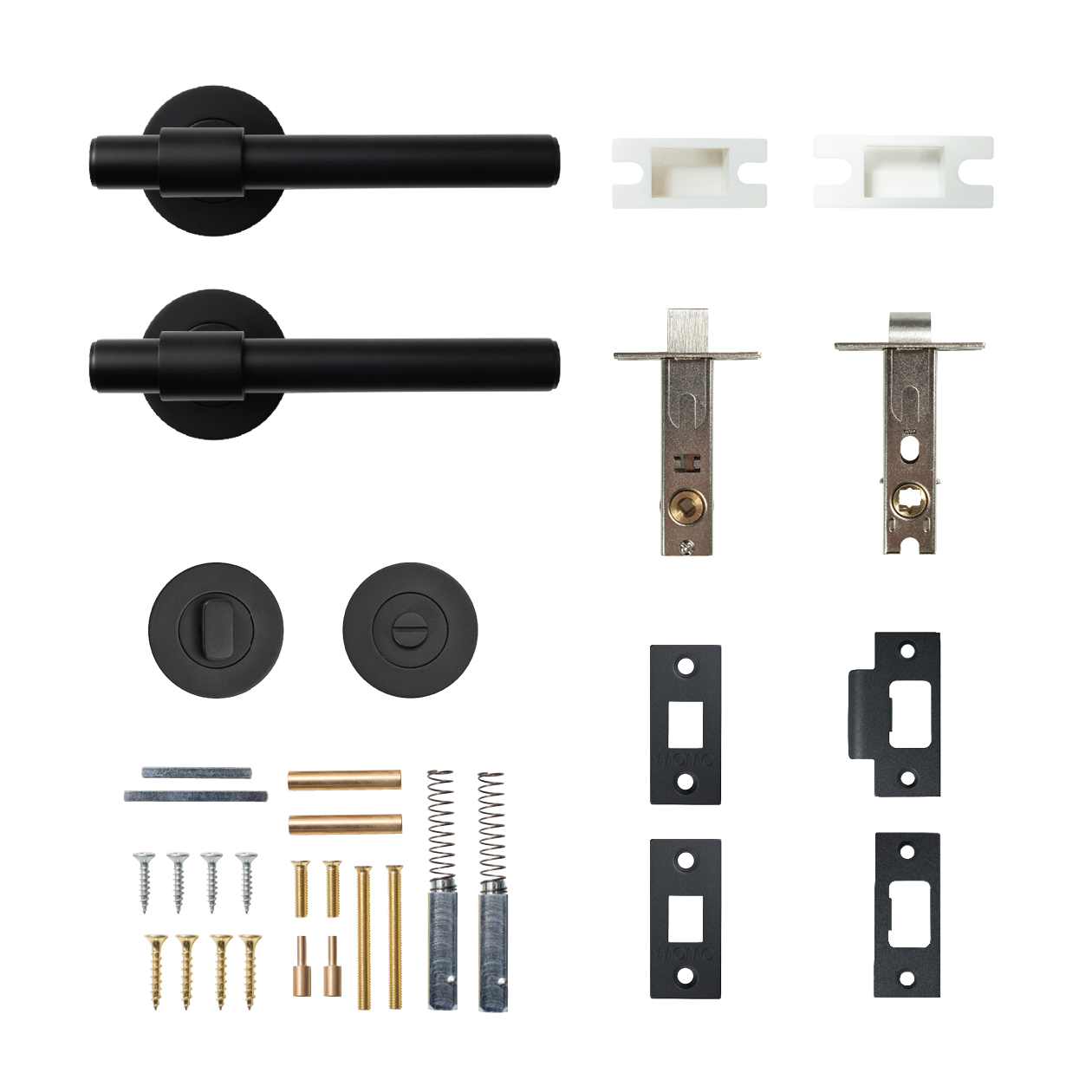 Momo Belgravia Plain Solid Brass Tubular Latch Privacy Lever Set In Matt Black