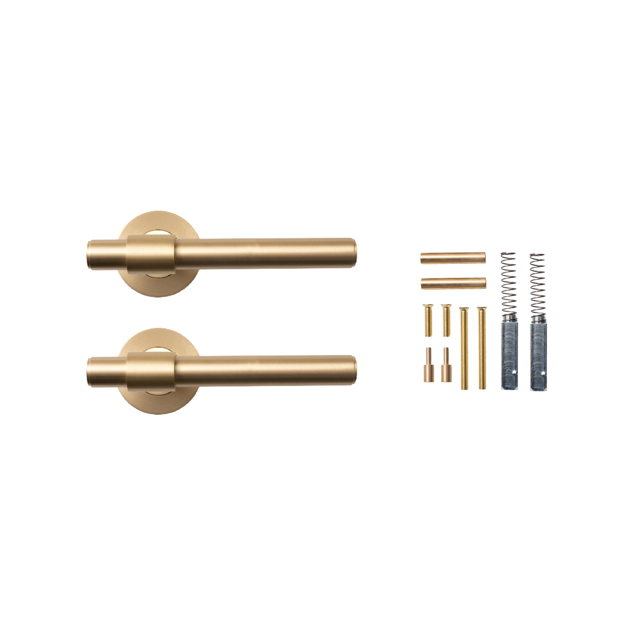 Momo Belgravia Plain Lever Handle Set Brushed Satin Brass (2)