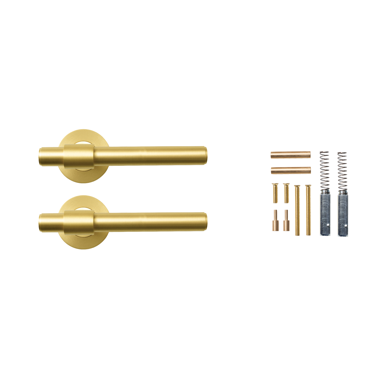 Momo Belgravia Plain Lever Handle Set Brushed Satin Brass (2)