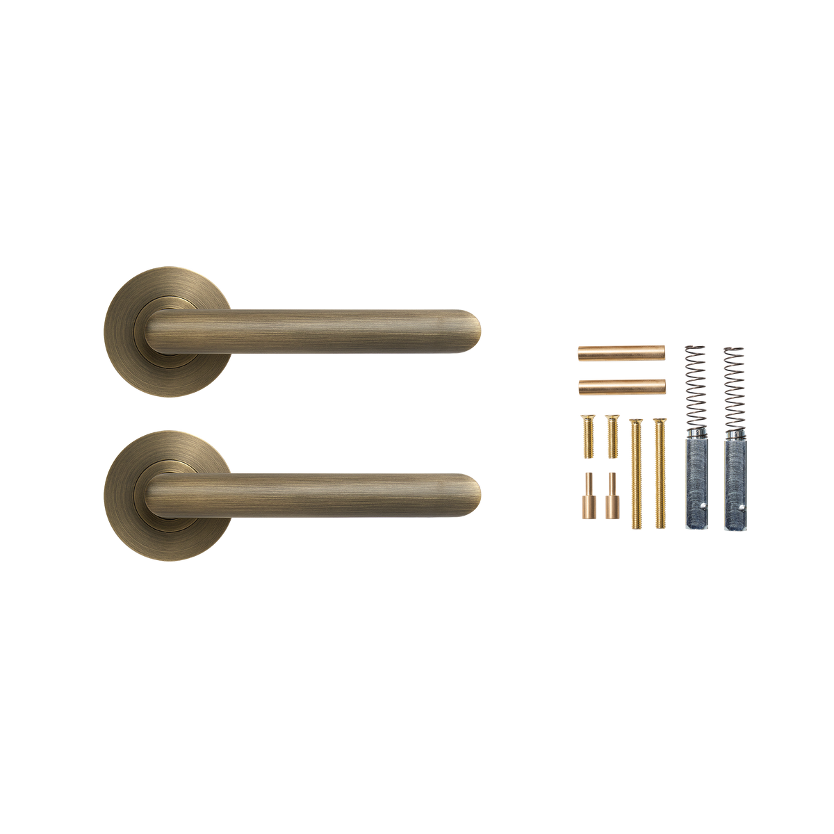 Momo Bellevue Plain Lever Handle Set With Return Dark Brushed Brass (1)