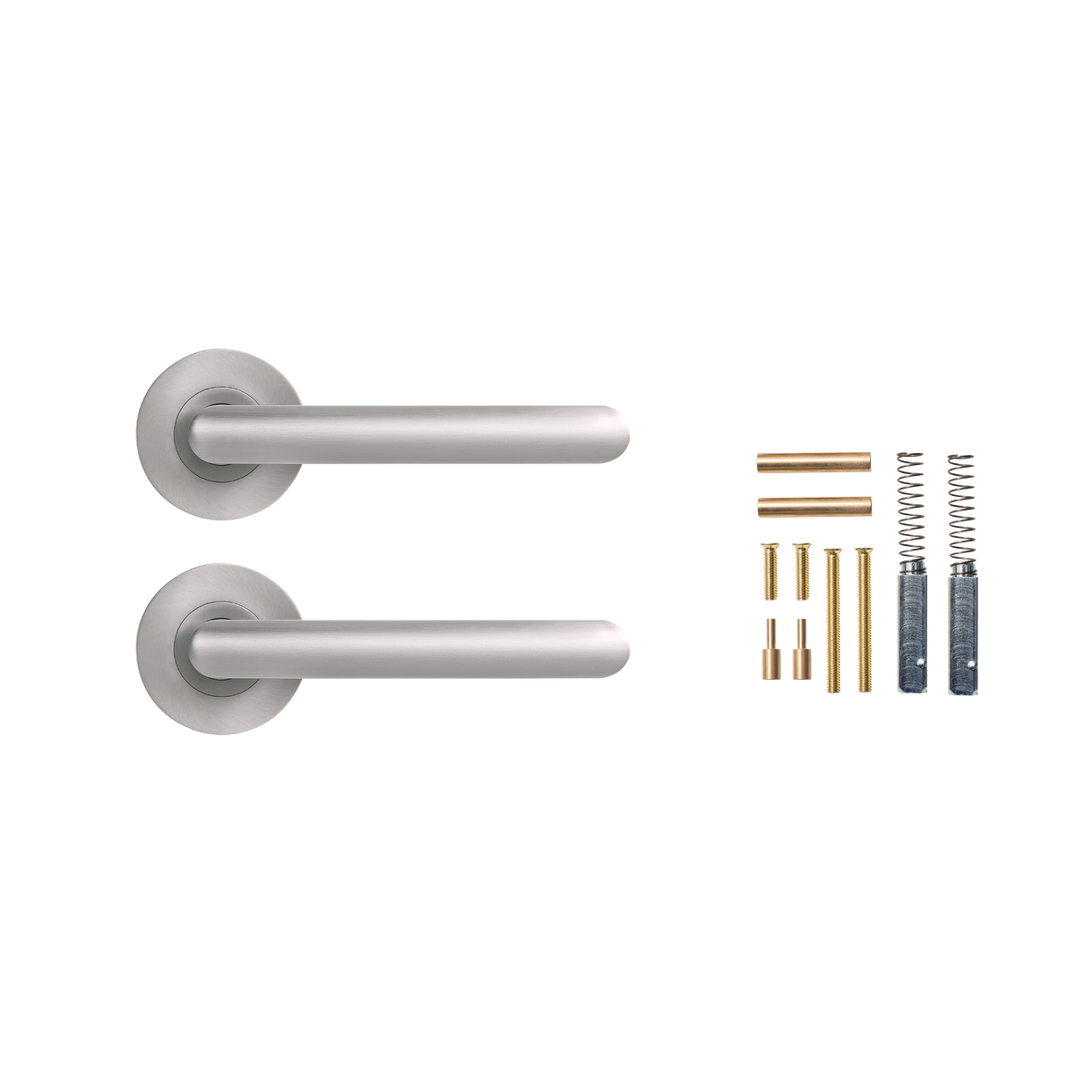Momo Bellevue Plain Lever Handle Set With Return Dull Brushed Nickel (1)
