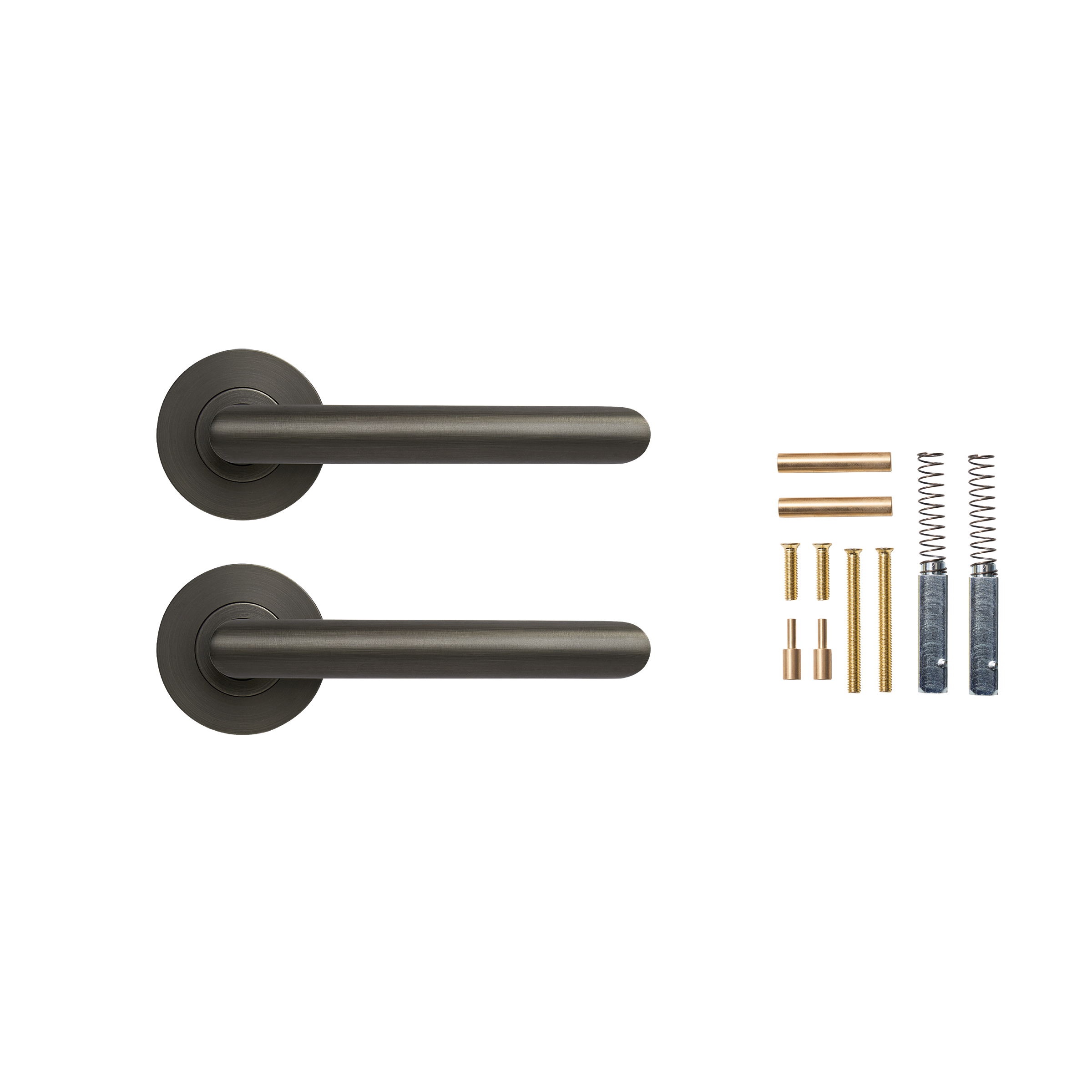 Momo Bellevue Plain Lever Handle Set With Return Gunmetal (1)
