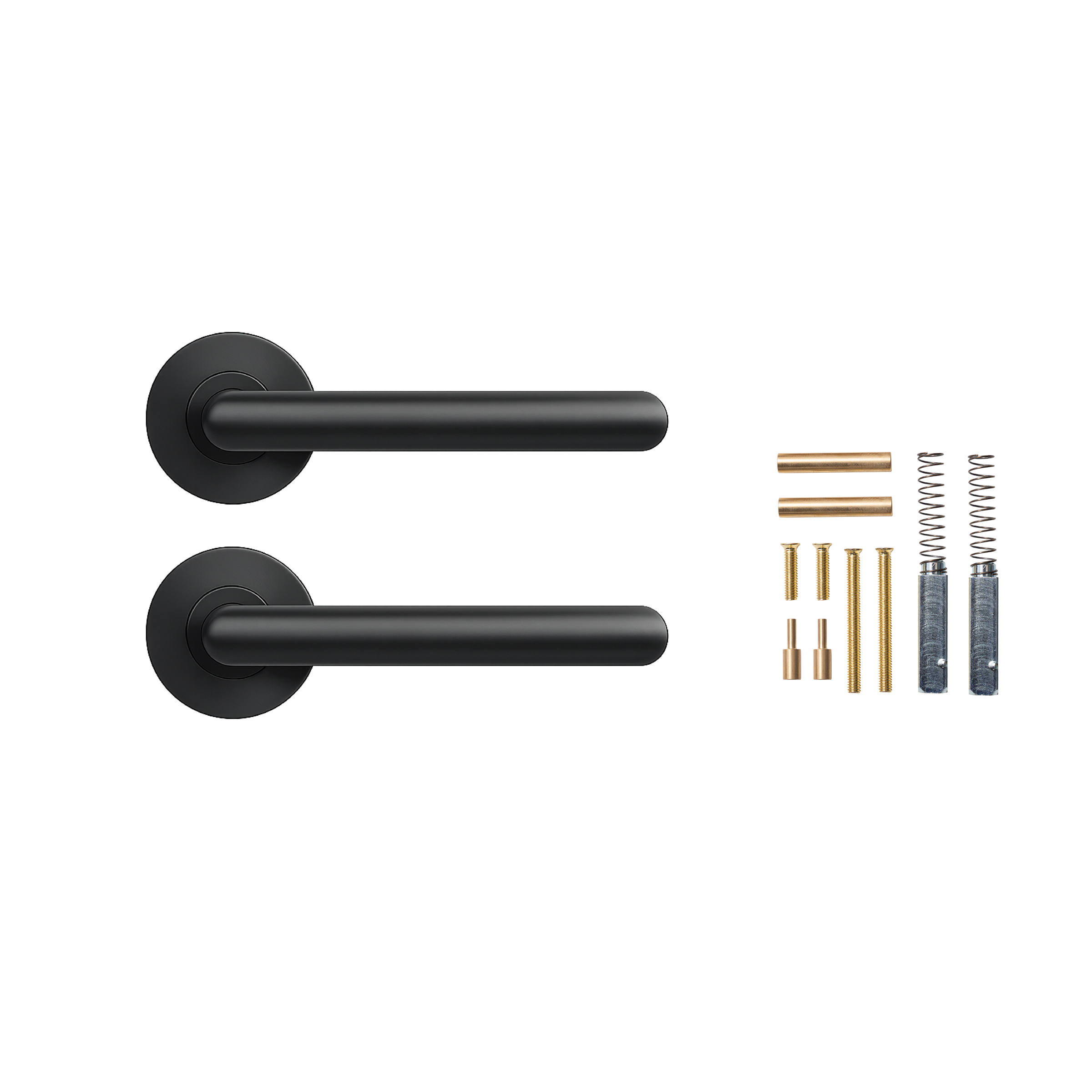 Momo Bellevue Plain Lever Handle Set With Return Matt Black (1)