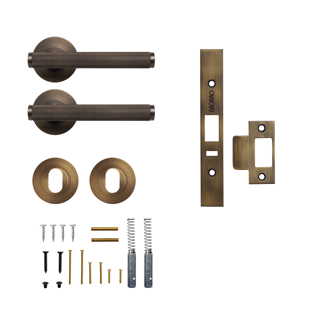 Momo Bellevue Knurled Solid Brass Lever Entrance Set to Suit Dormakaba MS2600 and MS2900 Series locks in Bronze