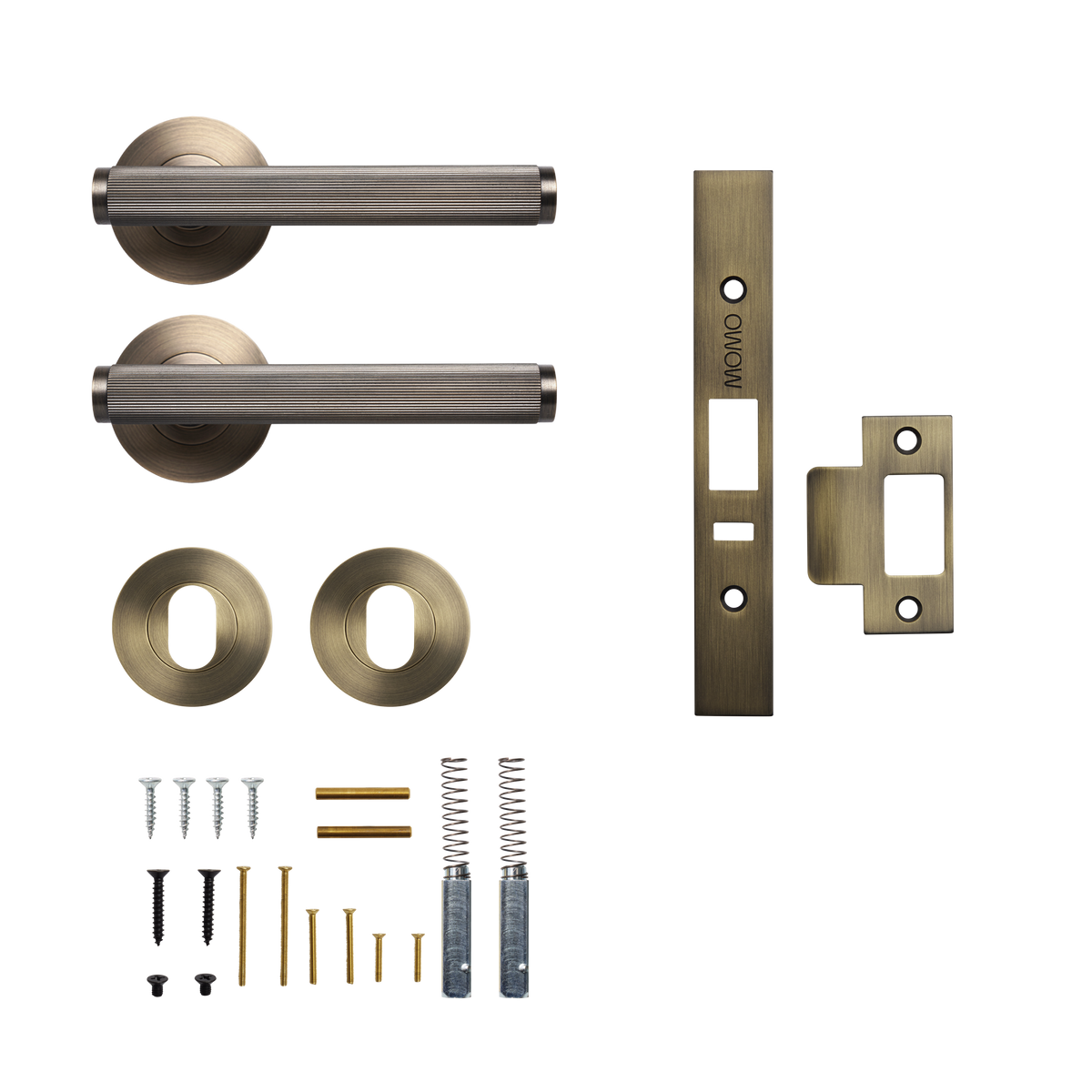 Momo Bellevue Lined Solid Brass Lever Entrance Set to Suit Dormakaba MS2600 and MS2900 Series locks in Dark Brushed Brass