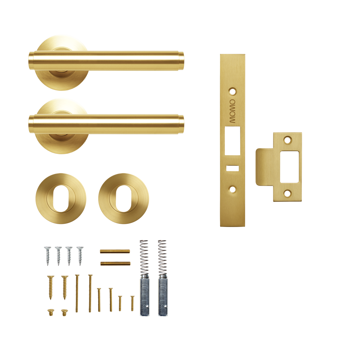 Momo Bellevue Plain Solid Brass Lever Entrance Set to Suit Dormakaba MS2600 and MS2900 Series locks in Brushed Satin Brass