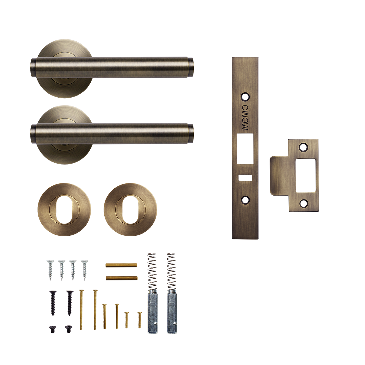 Momo Bellevue Plain Solid Brass Lever Entrance Set to Suit Dormakaba MS2600 and MS2900 Series locks in Dark Brushed Brass