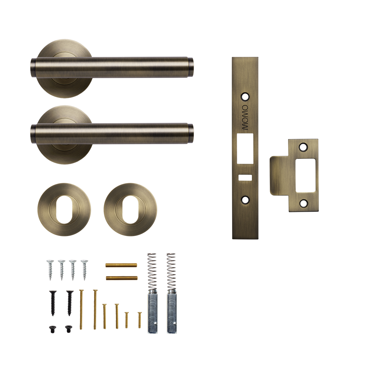 Momo Bellevue Plain Solid Brass Lever Entrance Set to Suit Dormakaba MS2600 and MS2900 Series locks in Dark Brushed Brass