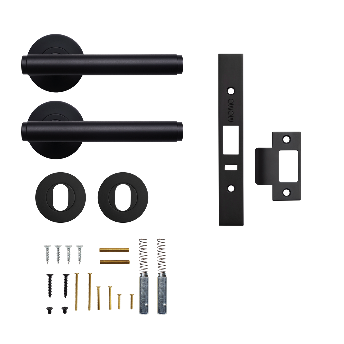 Momo Bellevue Plain Solid Brass Lever Entrance Set to Suit Dormakaba MS2600 and MS2900 Series locks in Matt Black