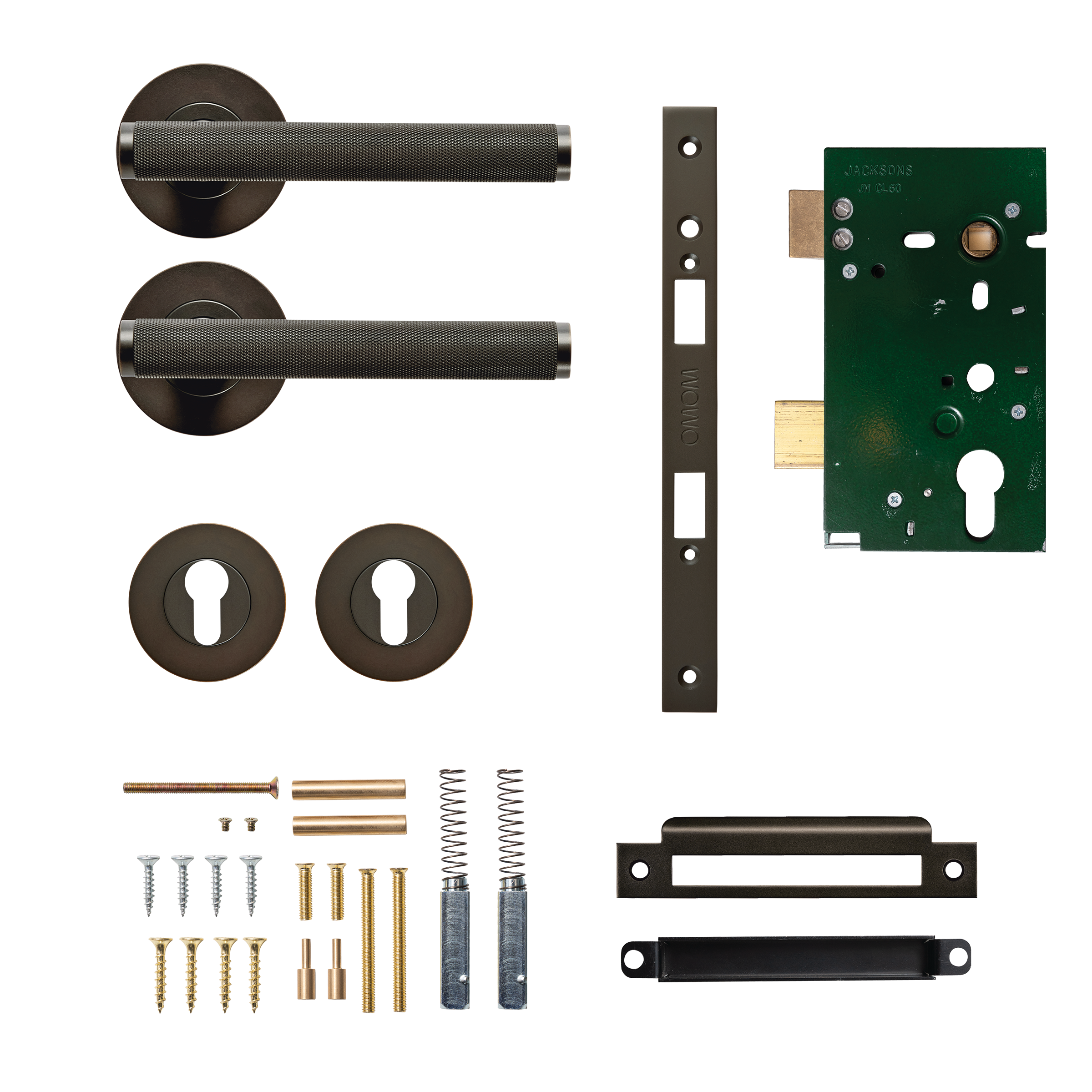 Momo Bellevue Solid Brass Knurled Lever Entrance Set In Dark Bronze