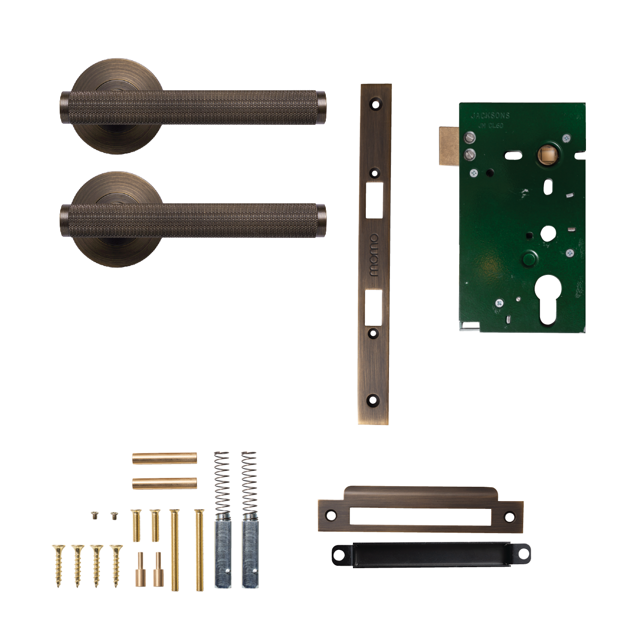 Momo Bellevue Solid Brass Knurled Mortice Lock Passage Lever Set In Bronze