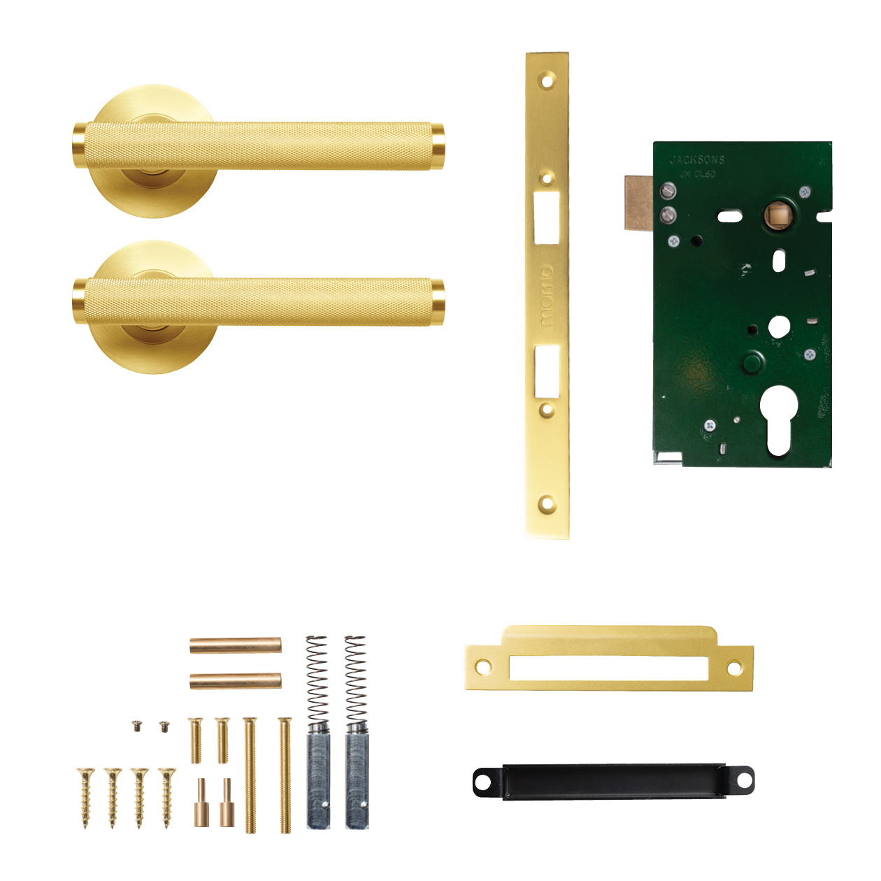 Momo Bellevue Solid Brass Knurled Mortice Lock Passage Lever Set In Brushed Satin Brass