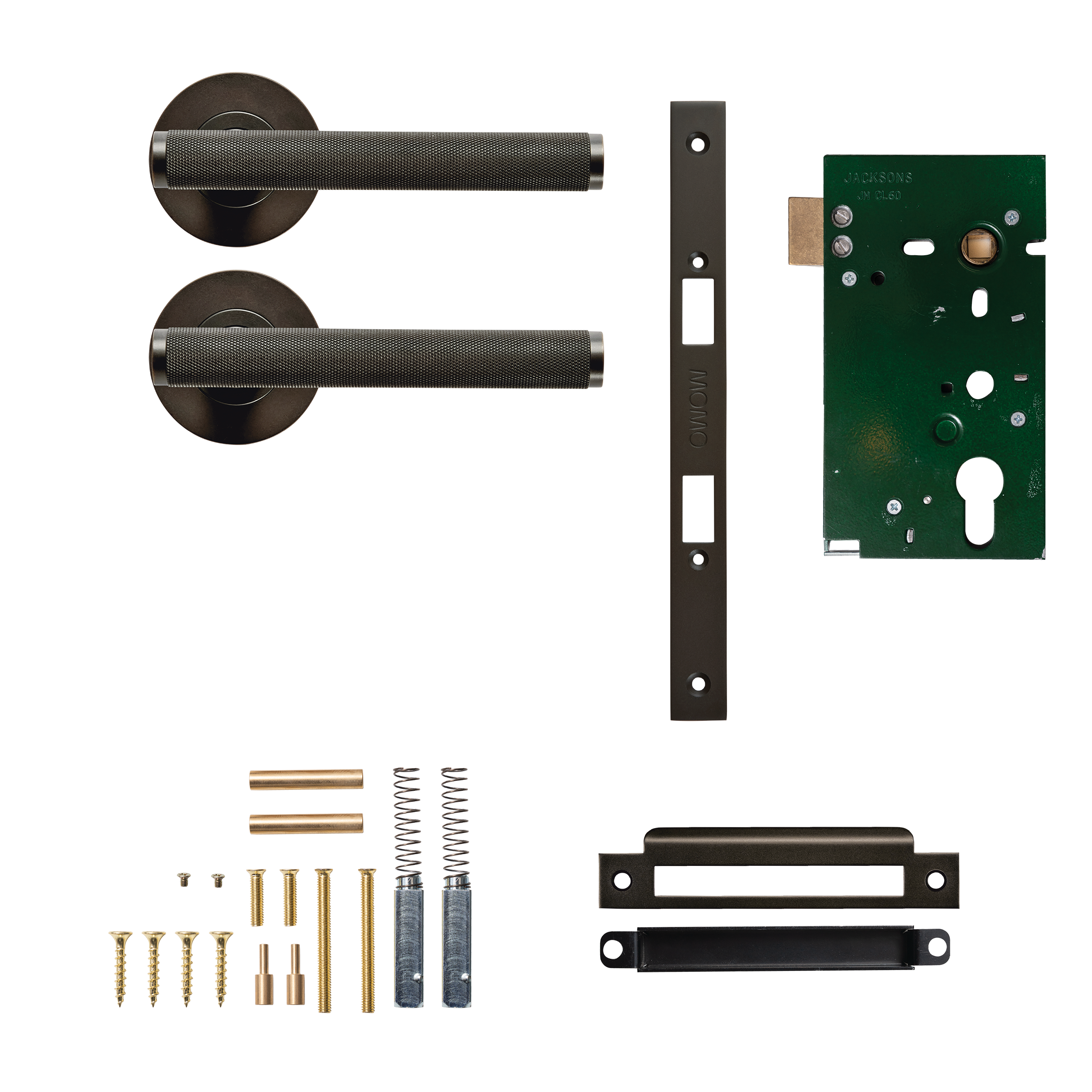 Momo Bellevue Solid Brass Knurled Tubular Latch Passage Lever Set In Dark Bronze