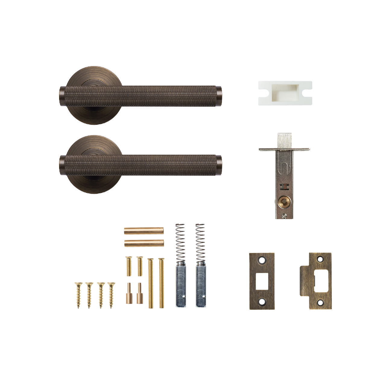 Momo Bellevue Solid Brass Knurled Tubular Latch Passage Lever Set In Bronze