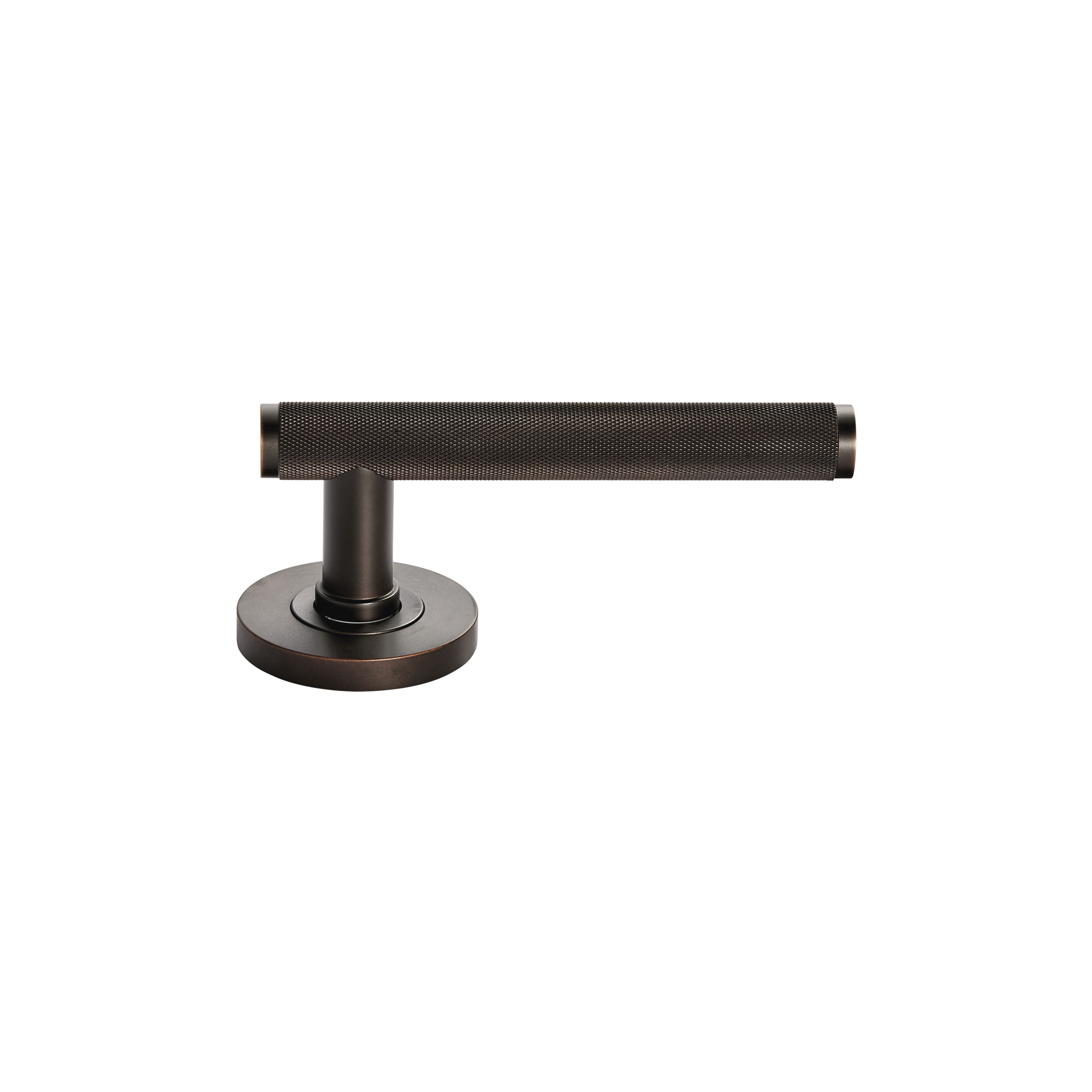 Momo Bellevue Solid Brass Knurled Tubular Latch Privacy Lever Set In Dark Bronze (2)
