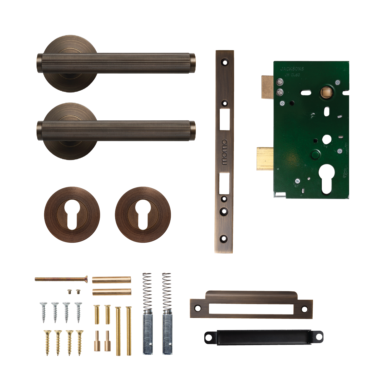 Momo Bellevue Solid Brass Lined Lever Entrance Set In Bronze