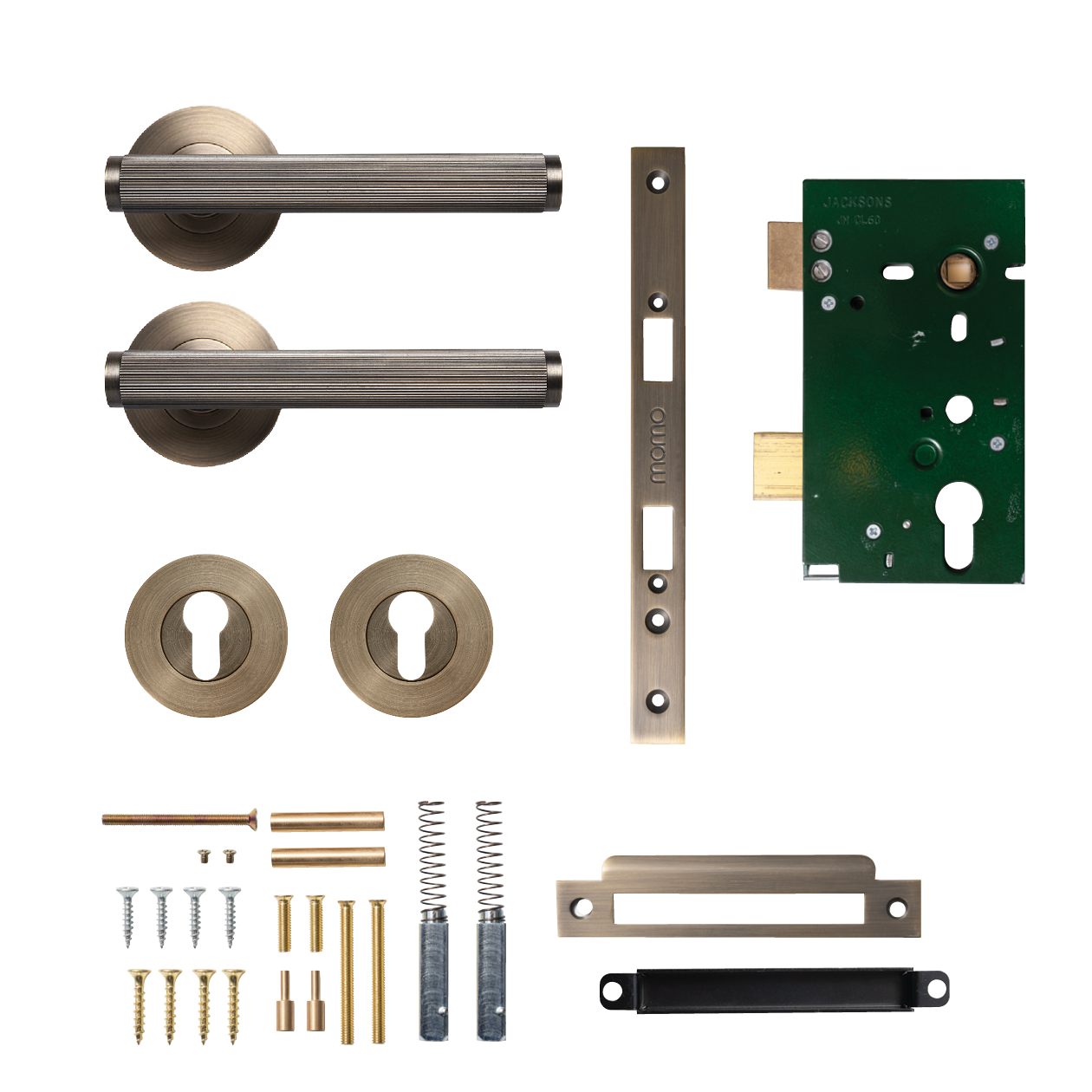 Momo Bellevue Solid Brass Lined Lever Entrance Set In Dark Brushed Brass