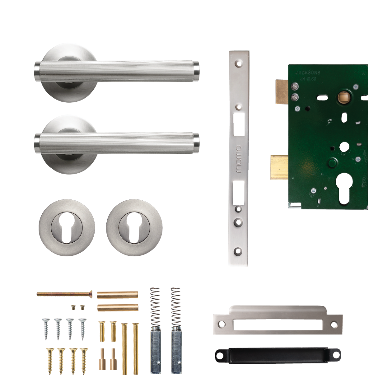 Momo Bellevue Solid Brass Lined Lever Entrance Set In Dull Brushed Nickel