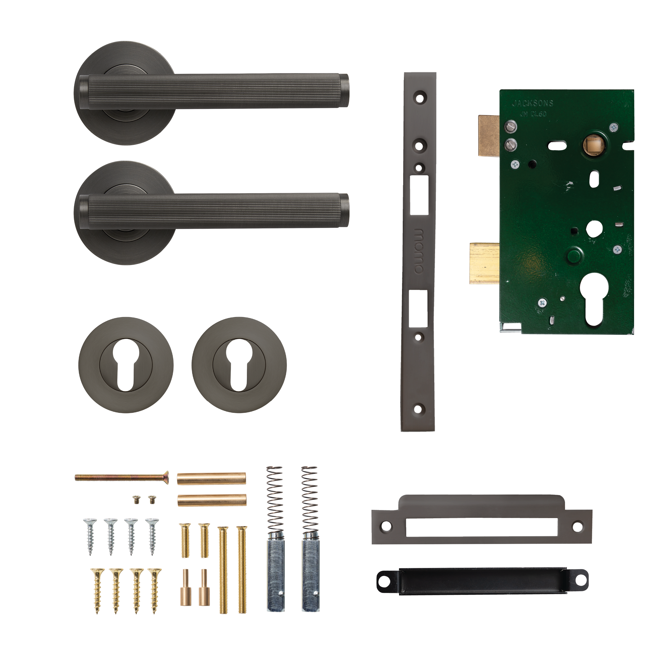 Momo Bellevue Solid Brass Lined Lever Entrance Set In Gunmetal