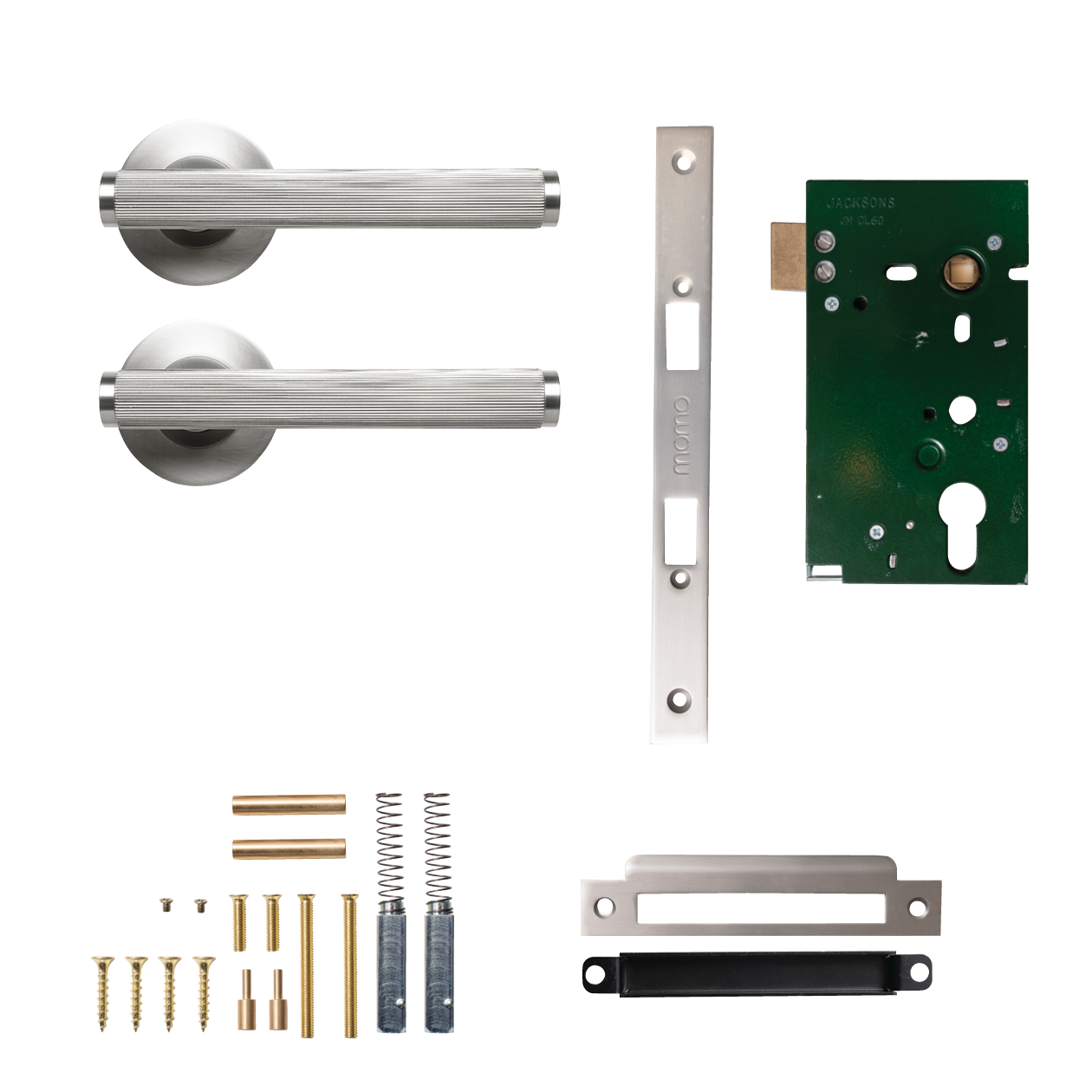 Momo Bellevue Solid Brass Lined Mortice Lock Passage Lever Set In Dull Brushed Nickel