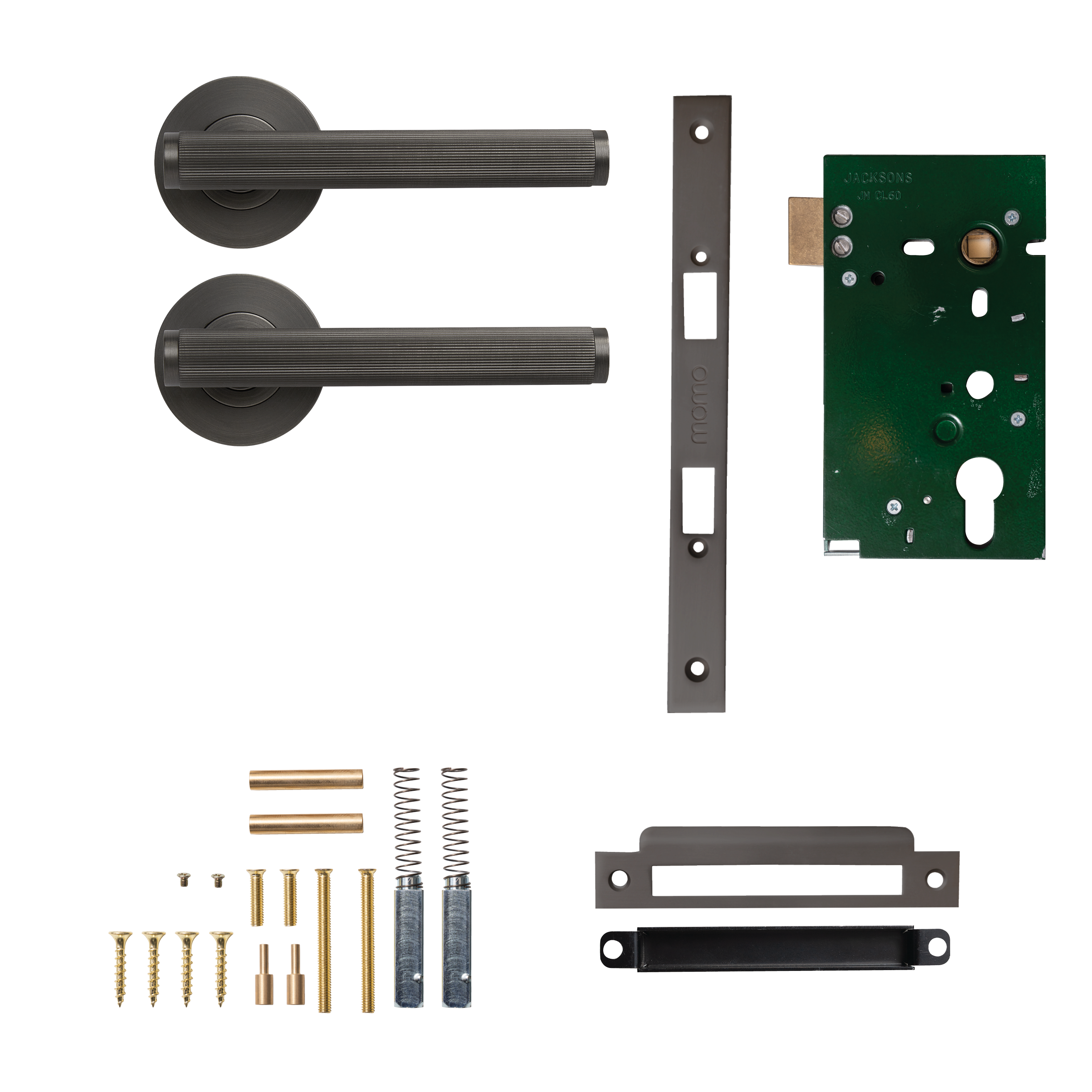 Momo Bellevue Solid Brass Lined Mortice Lock Passage Lever Set In Gunmetal