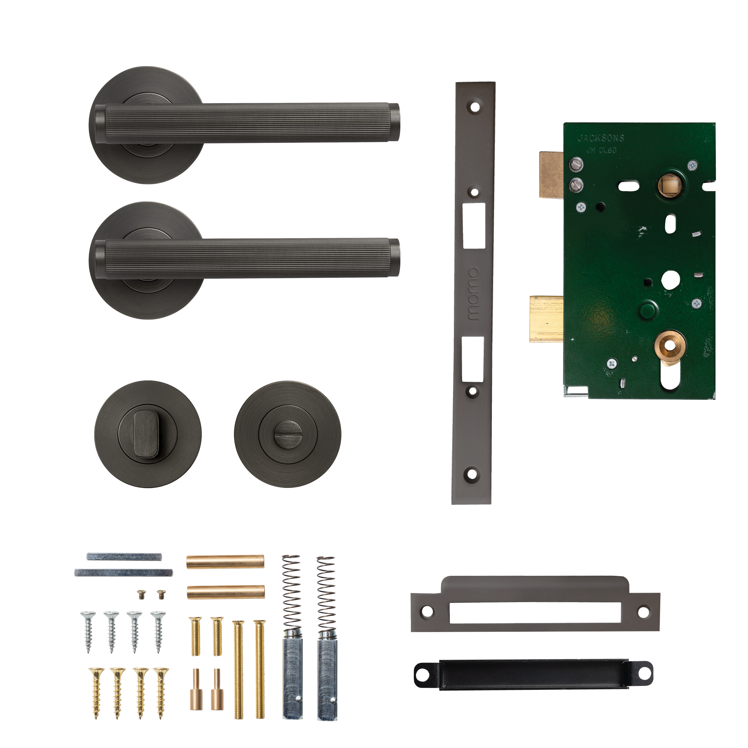 Momo Bellevue Solid Brass Lined Mortice Lock Privacy Lever Set In Gunmetal