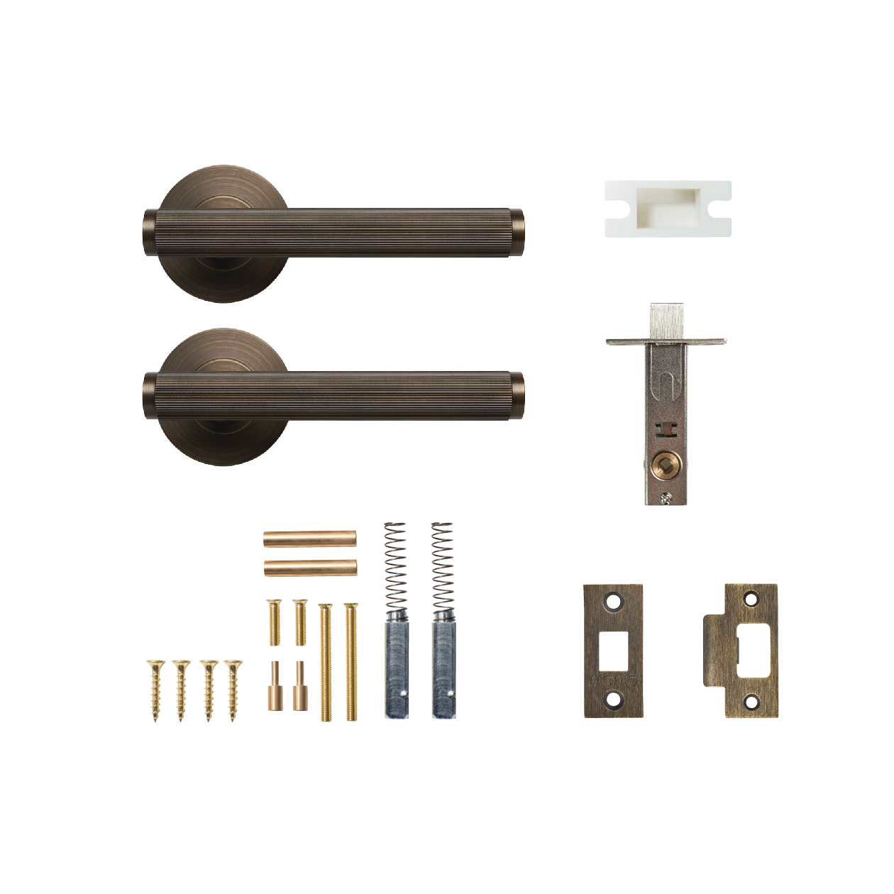 Momo Bellevue Solid Brass Lined Tubular Latch Passage Lever Set In Bronze