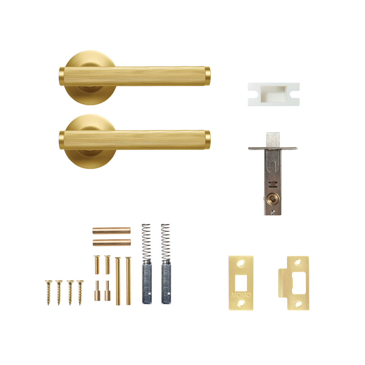 Momo Bellevue Solid Brass Lined Tubular Latch Passage Lever Set In Brushed Satin Brass