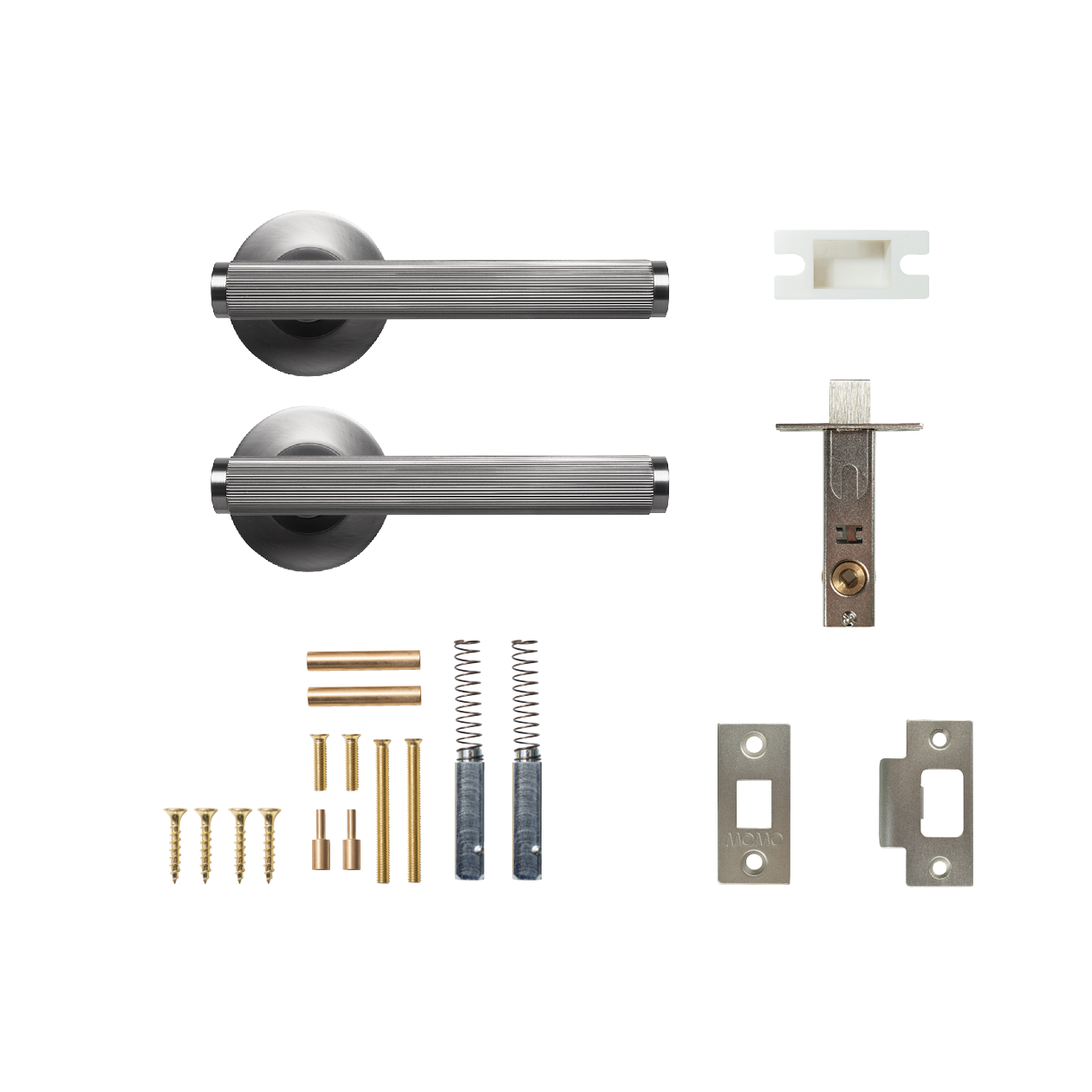 Momo Bellevue Solid Brass Lined Tubular Latch Passage Lever Set In Dull Brushed Nickel