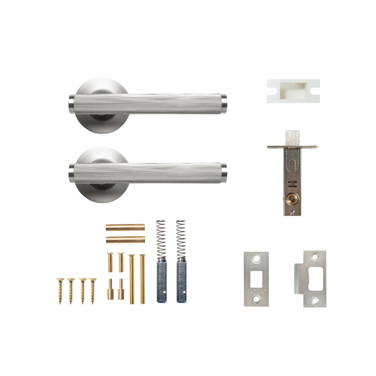 Momo Bellevue Solid Brass Lined Tubular Latch Passage Lever Set In Dull Brushed Nickel