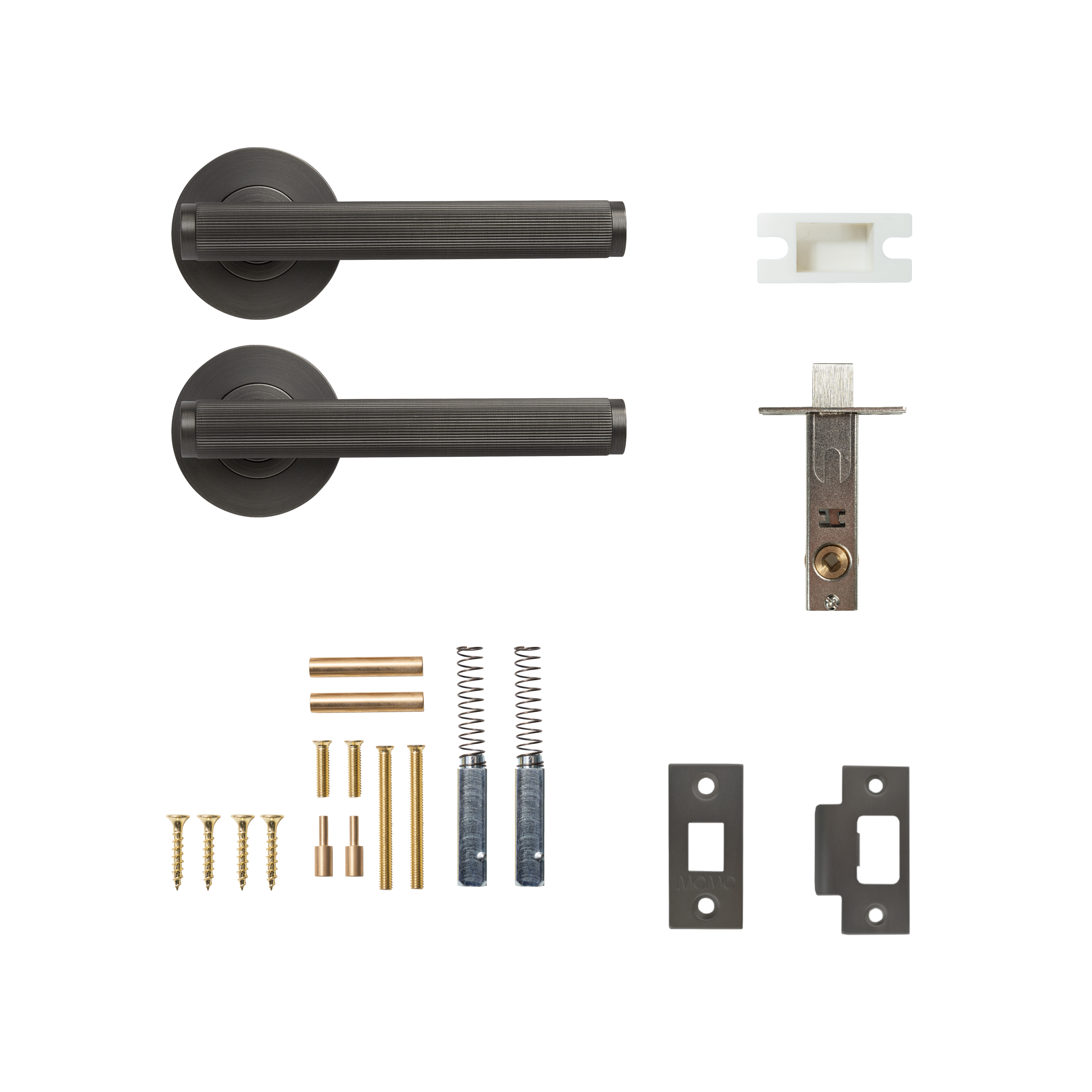 Momo Bellevue Solid Brass Lined Tubular Latch Passage Lever Set In Gunmetal