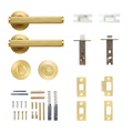 Momo Bellevue Solid Brass Lined Tubular Latch Privacy Lever Set In Brushed Satin Brass